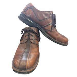 Clarks Oxford Mens 12M Brown 70852 Leather Lace Up Casual Workwear Retro Shoes